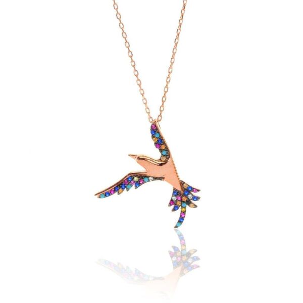 renkli Taşlı Martı Kolyesi SGTL6242