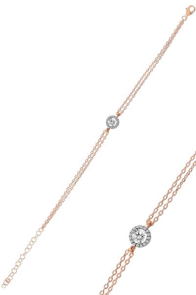 Gümüş elmas montürlü tek taşlı bileklik SGTL9915