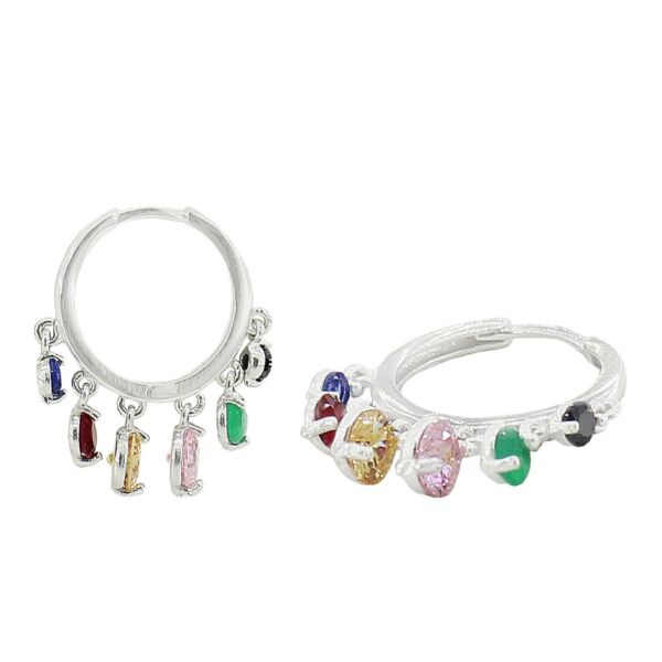 shakira renkli taşlı rodyumlu küpe SGTL2668