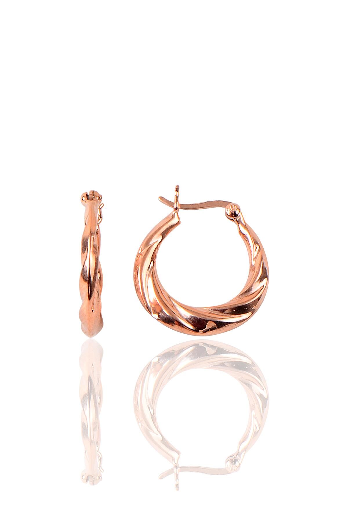 Gümüş rose 20 mm burgu şarnel halka küpe SGTL9649