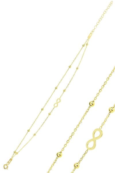 Gümüş altın yaldızlı top top çift zincirli sonsuzluk bileklik SGTL11868GOLD