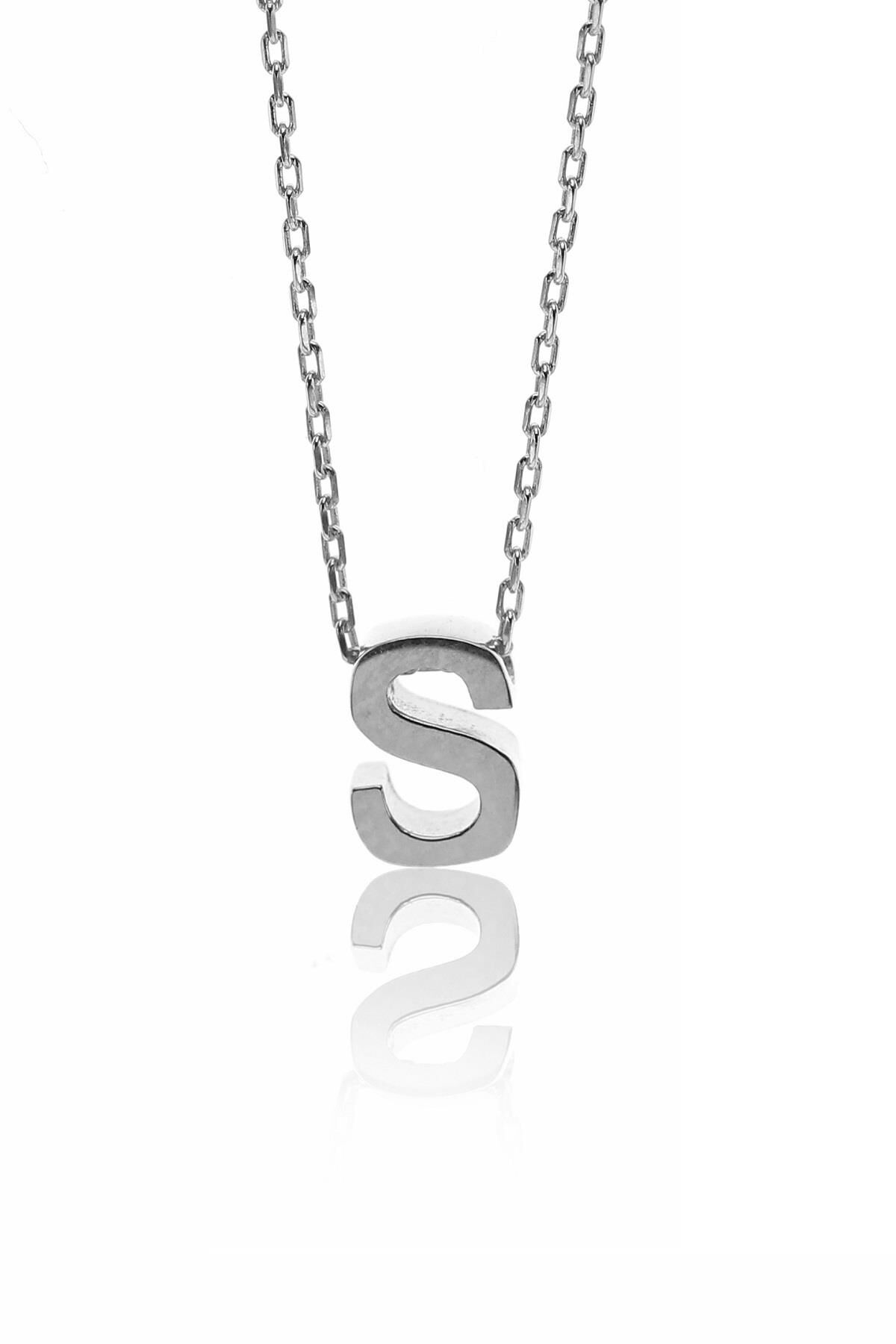 Gümüş üç boyutlu S harfİ kolye SGTL8593