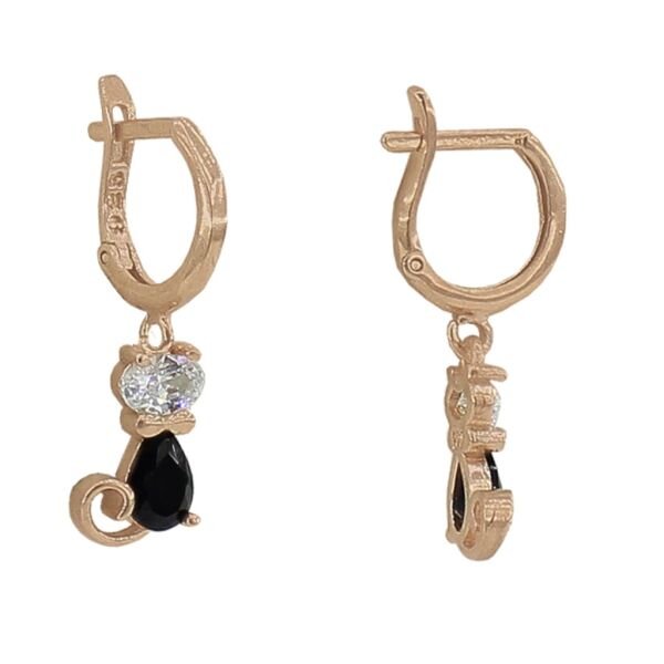 onix ve zirkon taşlı kedi küpe SGTL2664