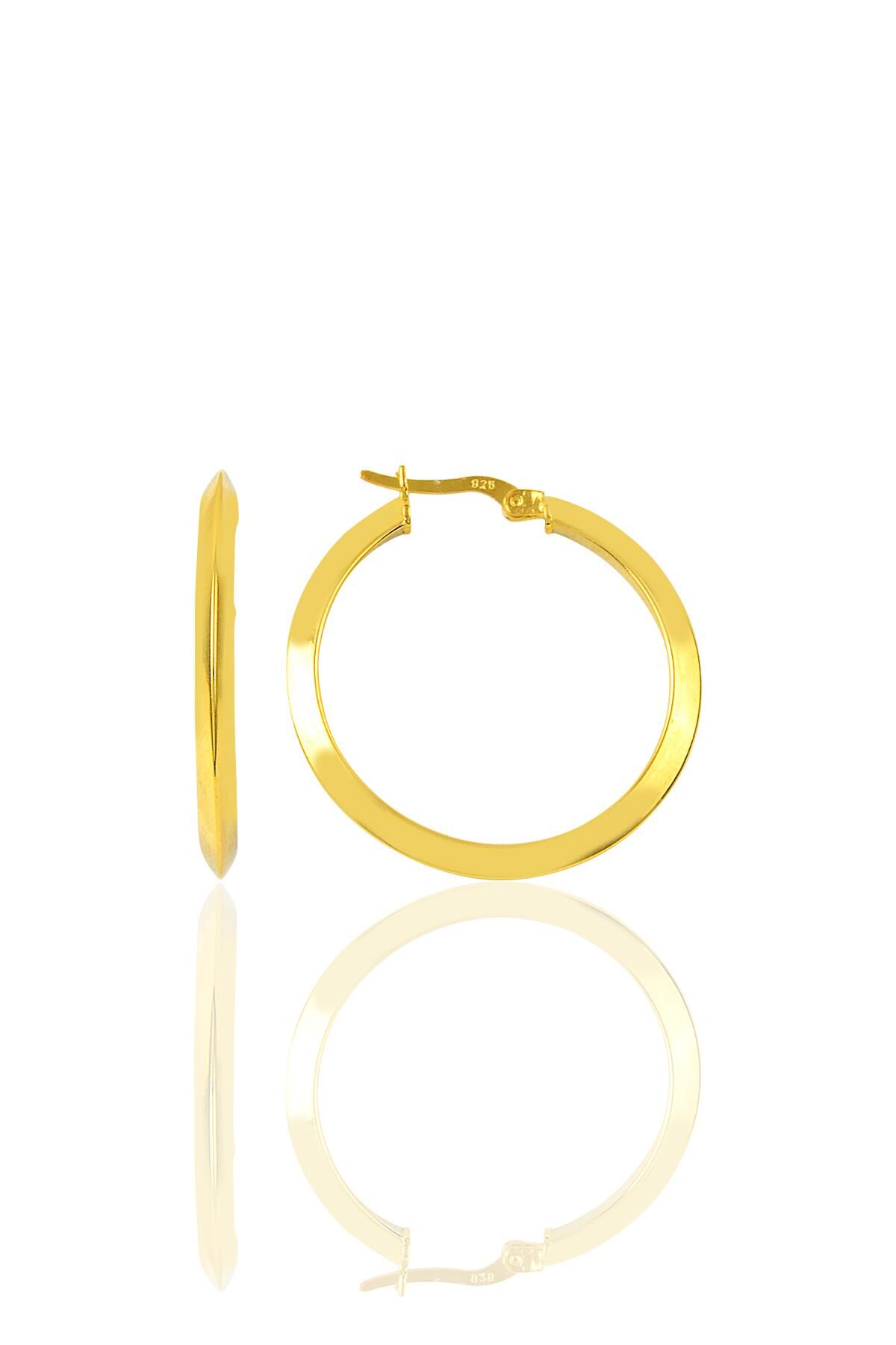 Gümüş Altın rengi 32 mm şarnel halka küpe SGTL9651GOLD