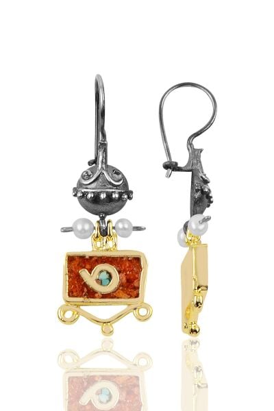 Gümüş otantik ve mozaik taşlı küpe SGTL9920