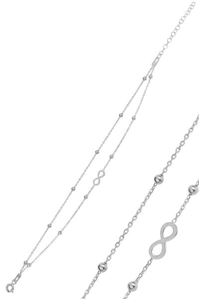 Gümüş rodyumlu top top çift zincirli sonsuzluk bileklik SGTL11868RODAJ