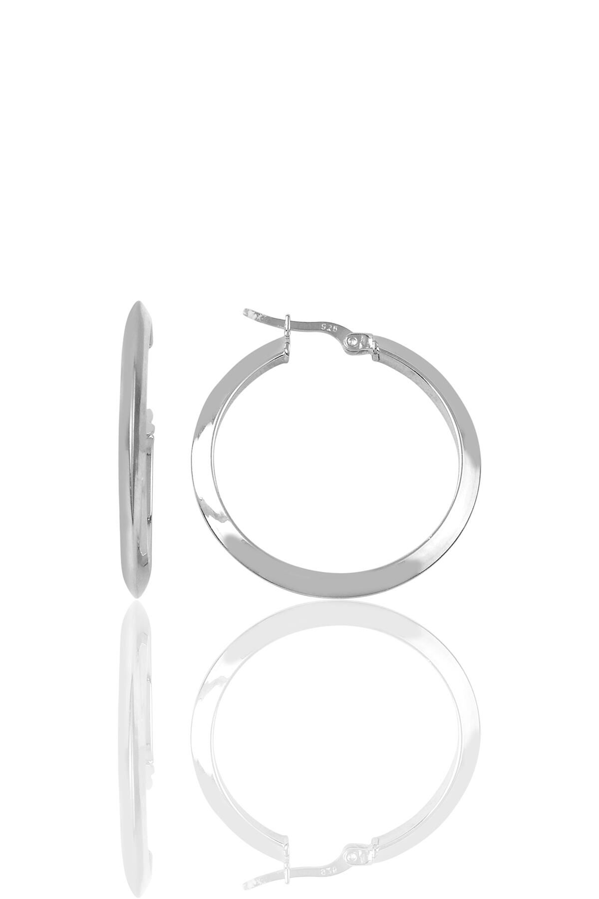 Gümüş Rodyumlu 32 mm şarnel halka küpe SGTL9651RODAJ