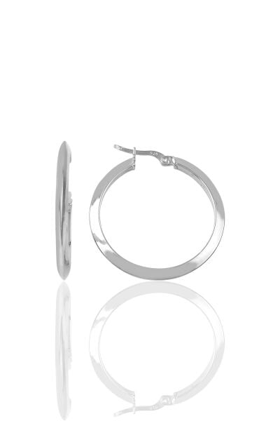 Gümüş Rodyumlu 32 mm şarnel halka küpe SGTL9651RODAJ