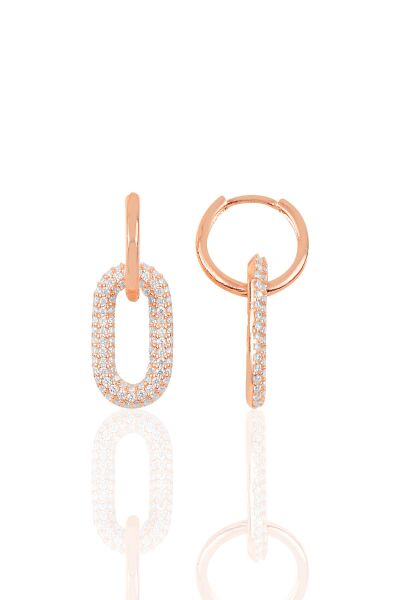 Gümüş rose zirkon taşlı handy küpe SGTL10273ROSE