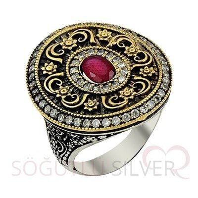 kök yakut taşlı otantik yüzük yuzuk8285