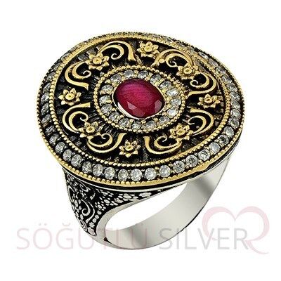 kök yakut taşlı otantik yüzük yuzuk8285