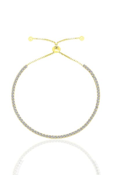 Gümüş altın yaldızlı zirkon taşlı pırlanta montürlü asansörlü su yolu bileklik SGTL12731GOLD