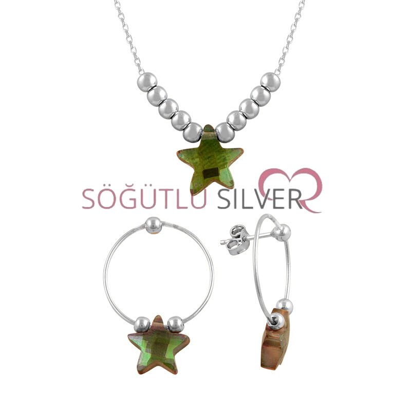 Mistik topaz taşlı yıldız modeli ikili set SGTL7519