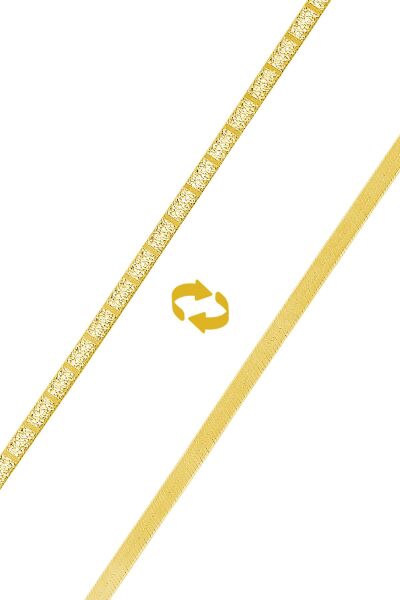 Gümüş desenli çif taraflı italyan yassı bileklik SGTL9835GOLD