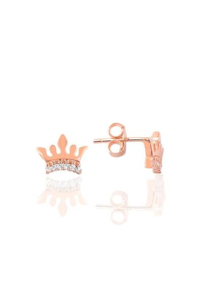 Gümüş rose taç modeli küpe SGTL10805ROSE