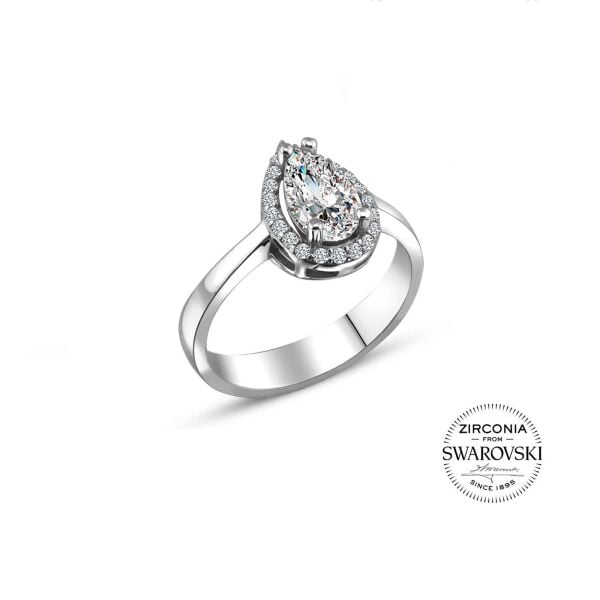 Gümüş Swarovski taşlı pırlanta modeli damla üçlü set SGTL20517SETA