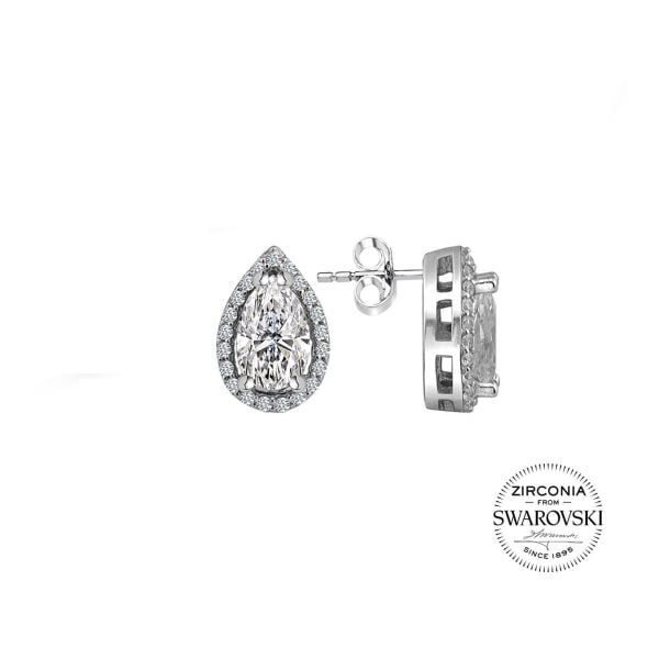 Gümüş Swarovski taşlı pırlanta modeli damla üçlü set SGTL20517SETA