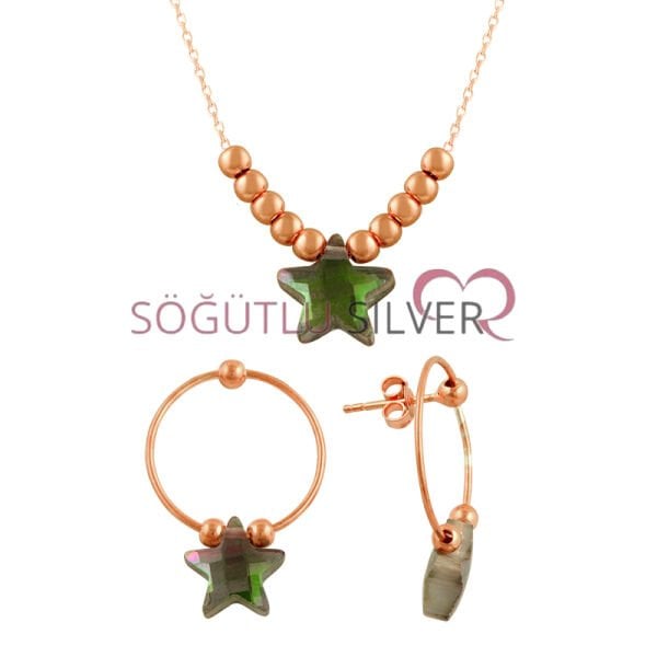 Mistik topaz taşlı yıldız modeli ikili set SGTL7520