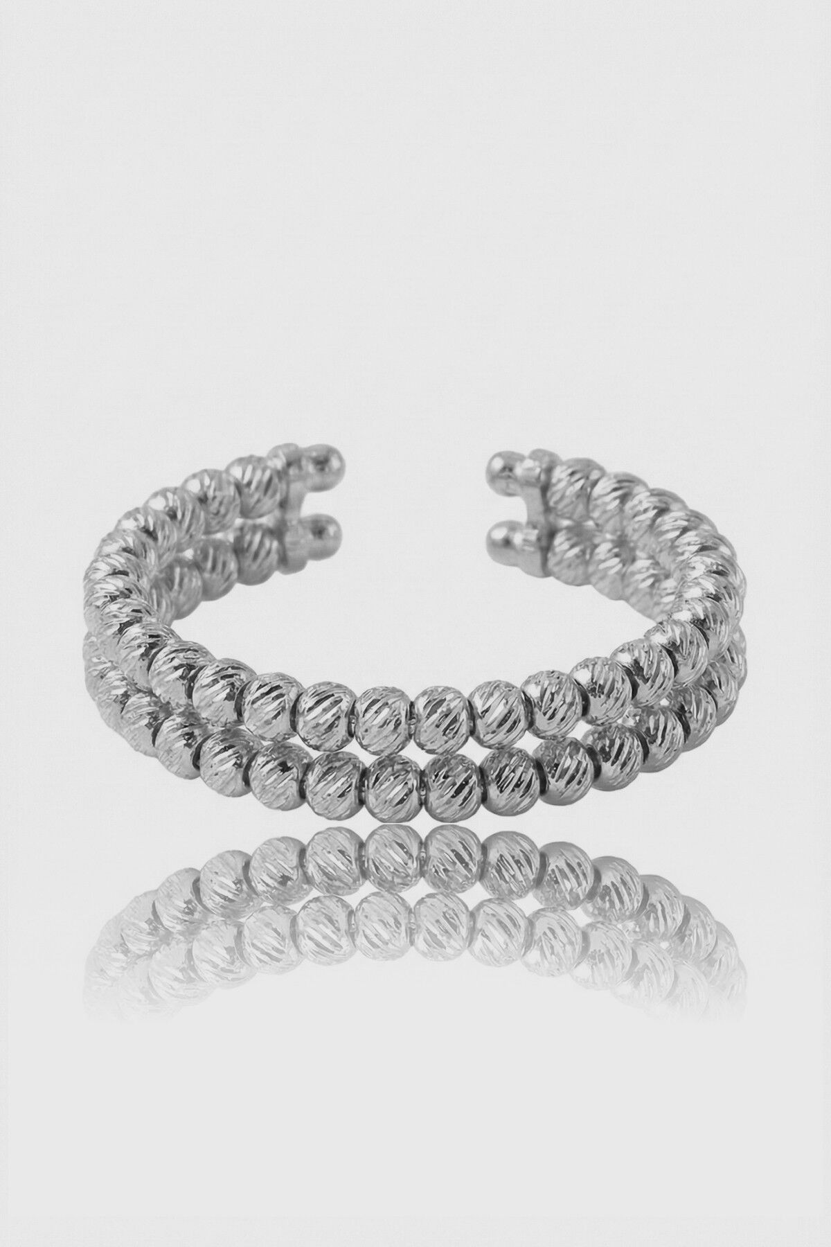 925 Ayar Gümüş Yüzük Rodyumlu Dorica (Dorissa) Alttan Ayarlamalı Çift Sıra Yüzük SGTL13223RODAJ