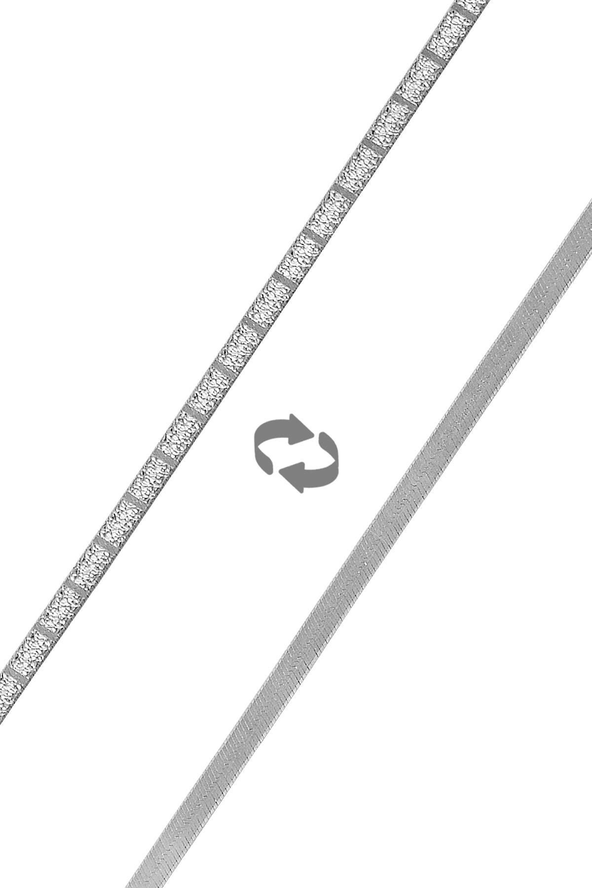 Gümüş desenli çif taraflı italyan yassı bileklik SGTL9835RODAJ