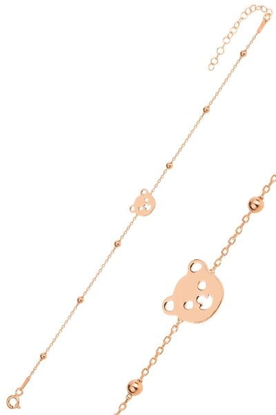 Gümüş rose top top zincirli ayıcıklı bileklik SGTL11865ROSE