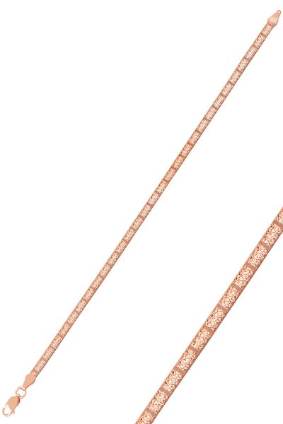 Gümüş desenli çif taraflı italyan yassı bileklik SGTL9835ROSE