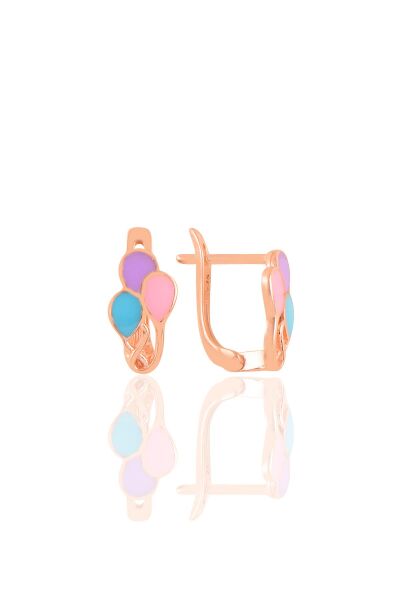 Gümüş rose mineli renkli balonlar  küpe SGTL11227ROSE