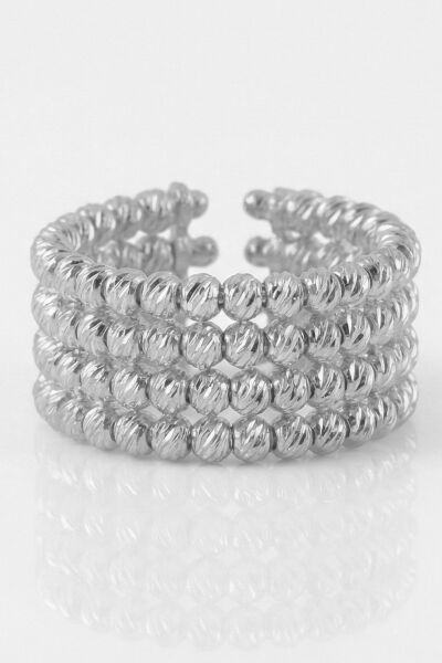 925 Ayar Gümüş Yüzük Rodyumlu Dorica (Dorissa) Alttan Ayarlamalı Dört Sıra Yüzük SGTL13225RODAJ