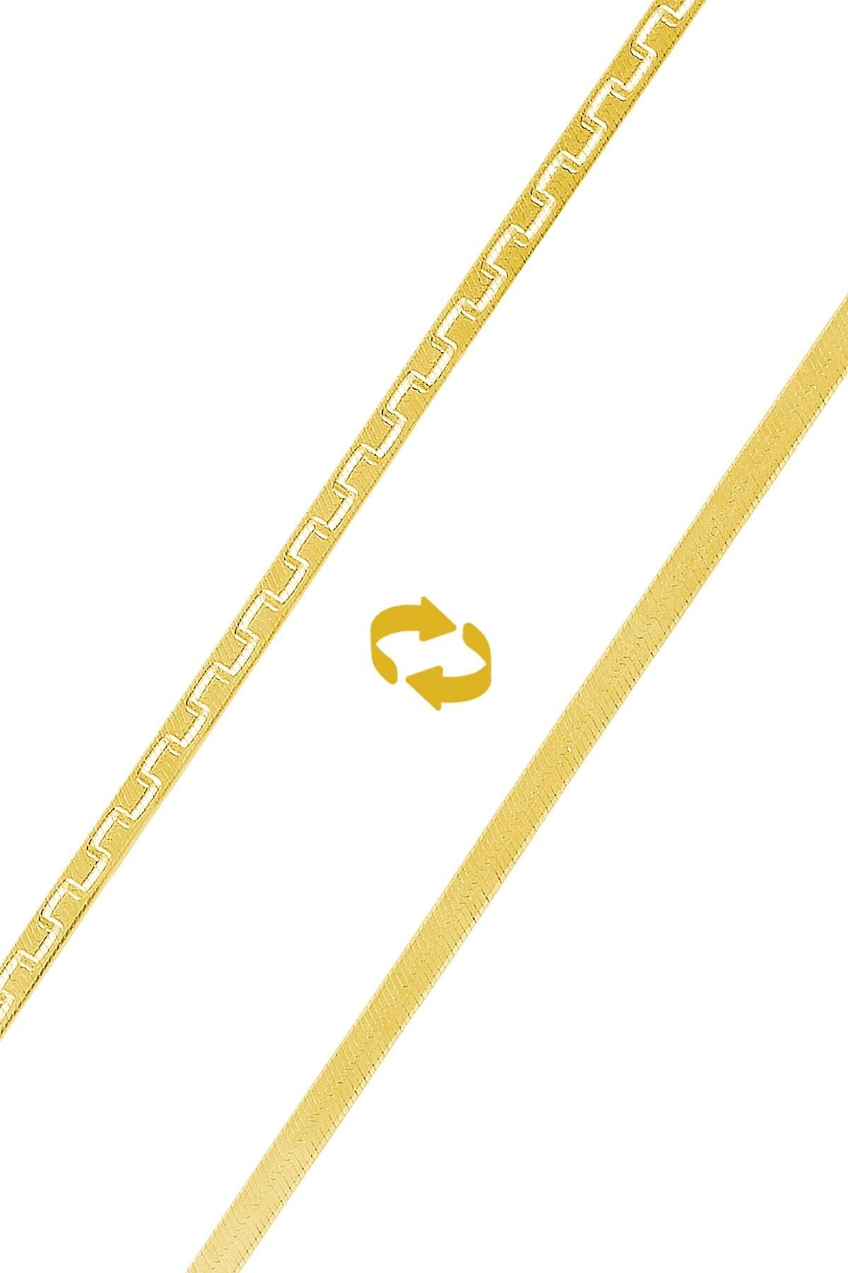 Gümüş desenli çif taraflı italyan yassı bileklik SGTL9836GOLD