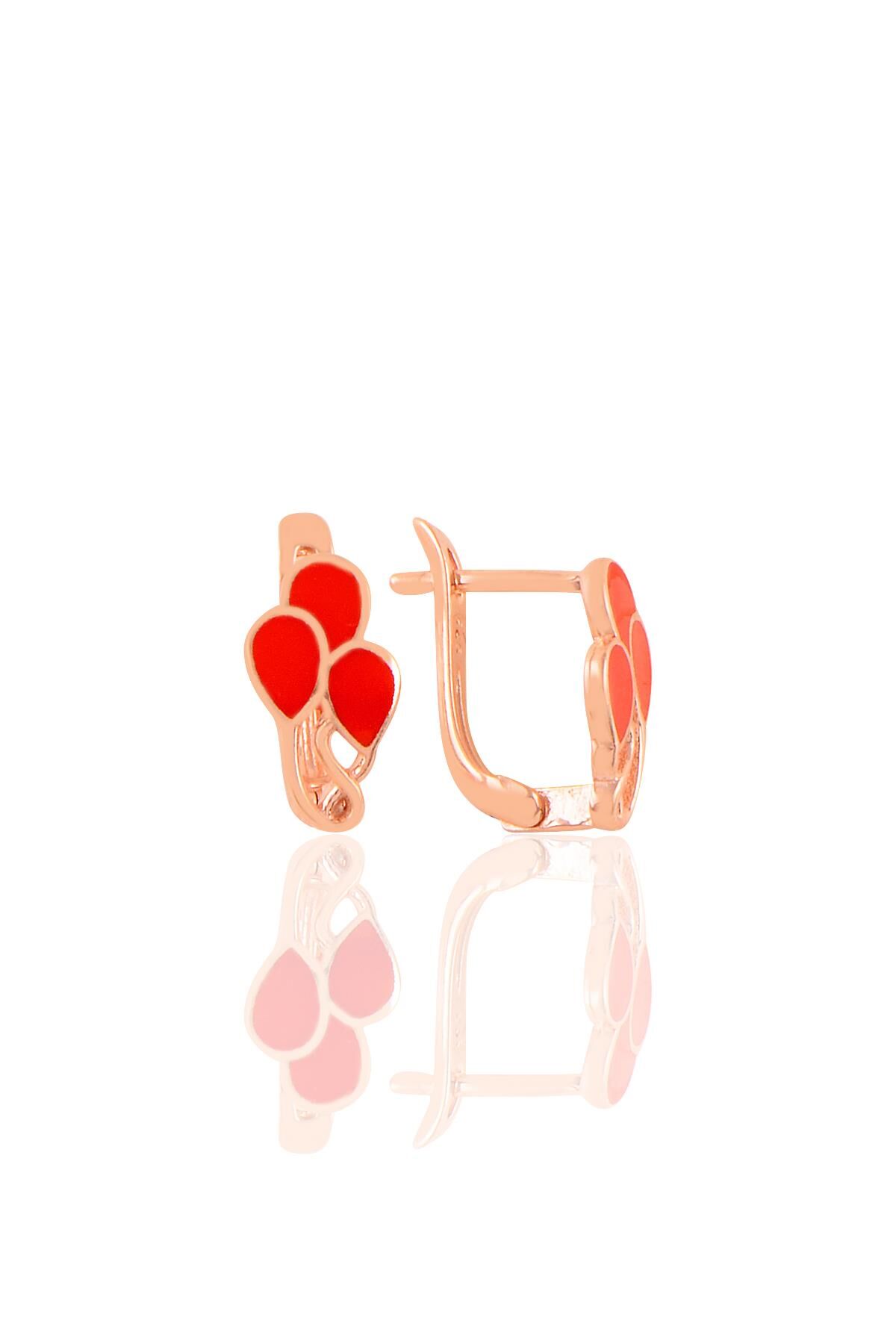 Gümüş rose mineli kırmızı balonlar  küpe SGTL11226ROSE