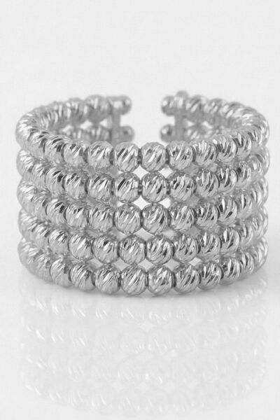 925 Ayar Gümüş Yüzük Rodyumlu Dorica (Dorissa) Alttan Ayarlamalı Beş Sıra Yüzük SGTL13226RODAJ