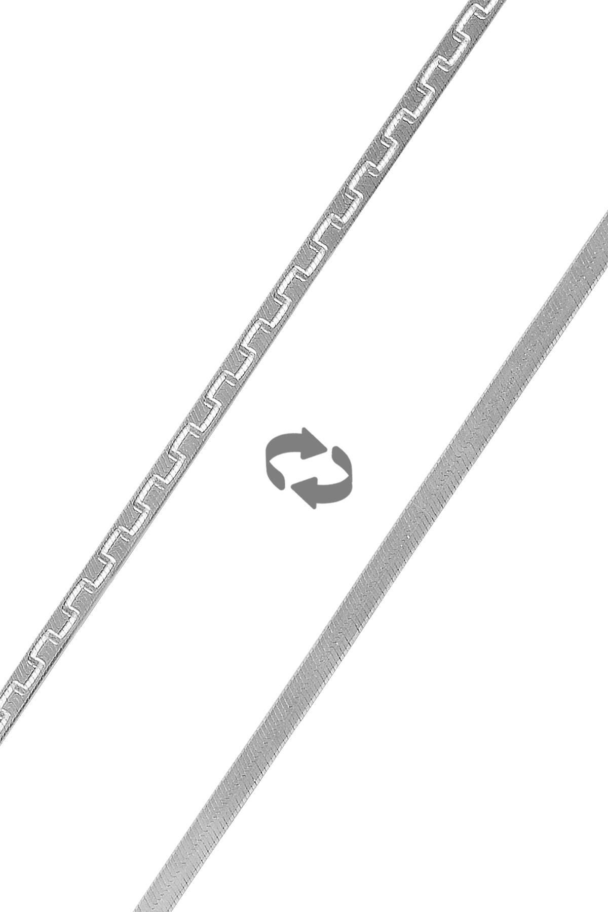 Gümüş desenli çif taraflı italyan yassı bileklik SGTL9836RODAJ