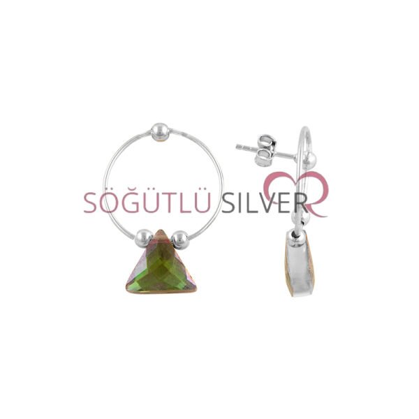 Mistik topaz taşlı üçgen modeli ikili set SGTL7524