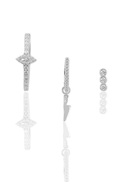 Gümüş rodyumlu zirkon taşlı eye kombin küpe SGTL12109RODAJ