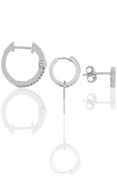 Gümüş rodyumlu zirkon taşlı eye kombin küpe SGTL12109RODAJ