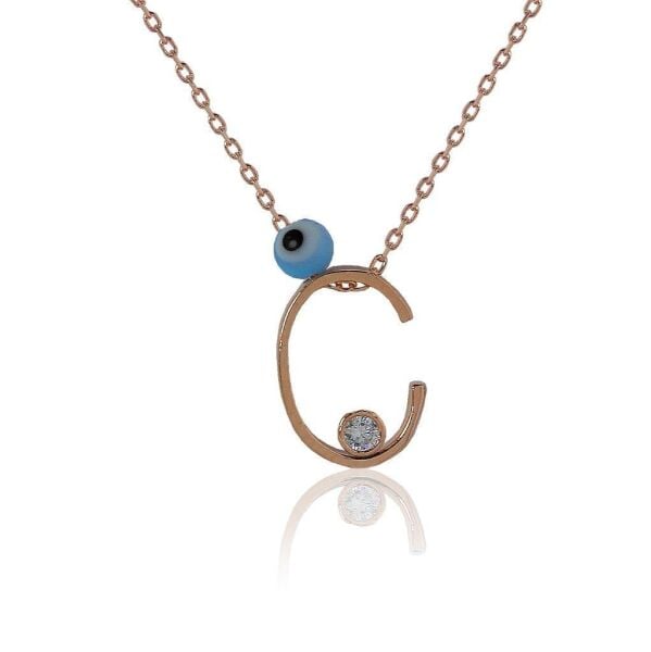 C Harf Gümüş Kolye SGTL4108