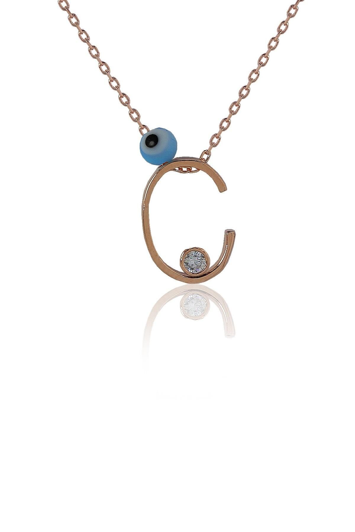 C Harf Gümüş Kolye SGTL4108