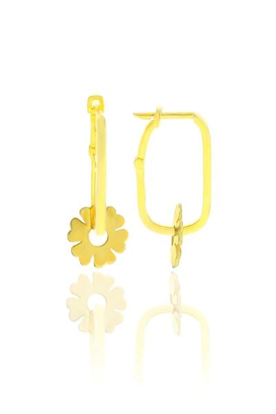 Gümüş altın yaldızlı yonca göçmen küpe SGTL10420GOLD