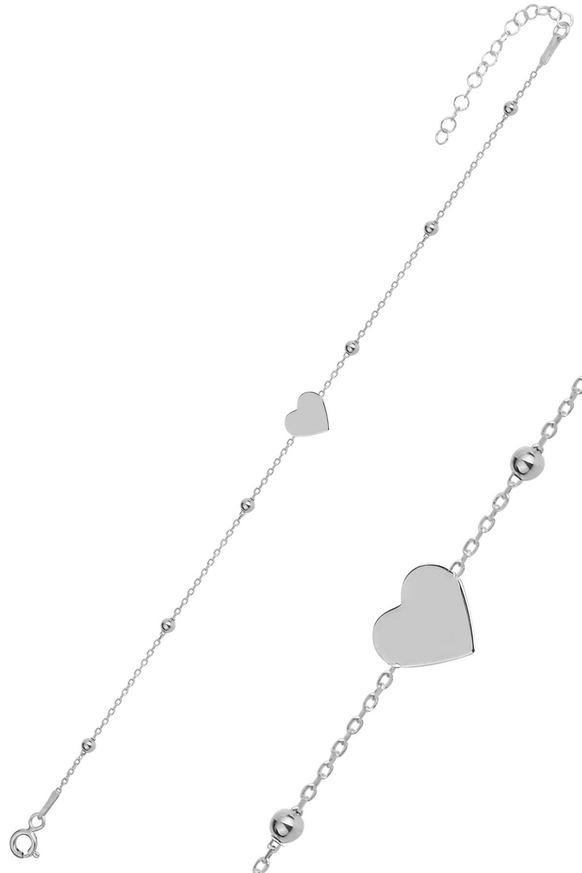 Gümüş rodyumlu top top zincirli kalp bileklik SGTL11864RODAJ
