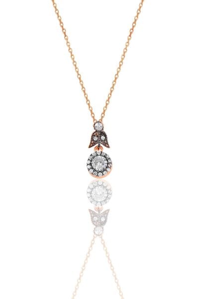 Gümüş rose elmas montürlü yuvarlak  üçlü set… SGTL10629ROSE