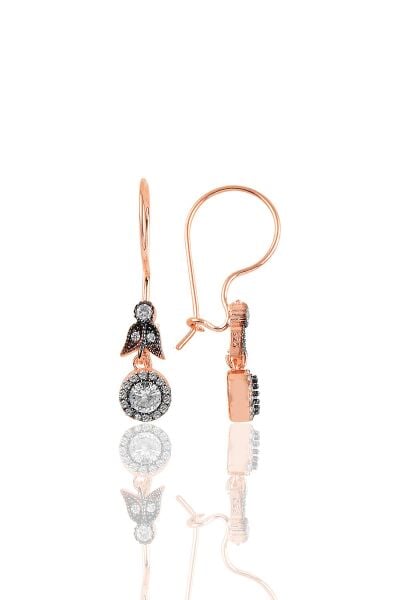 Gümüş rose elmas montürlü yuvarlak  üçlü set… SGTL10629ROSE