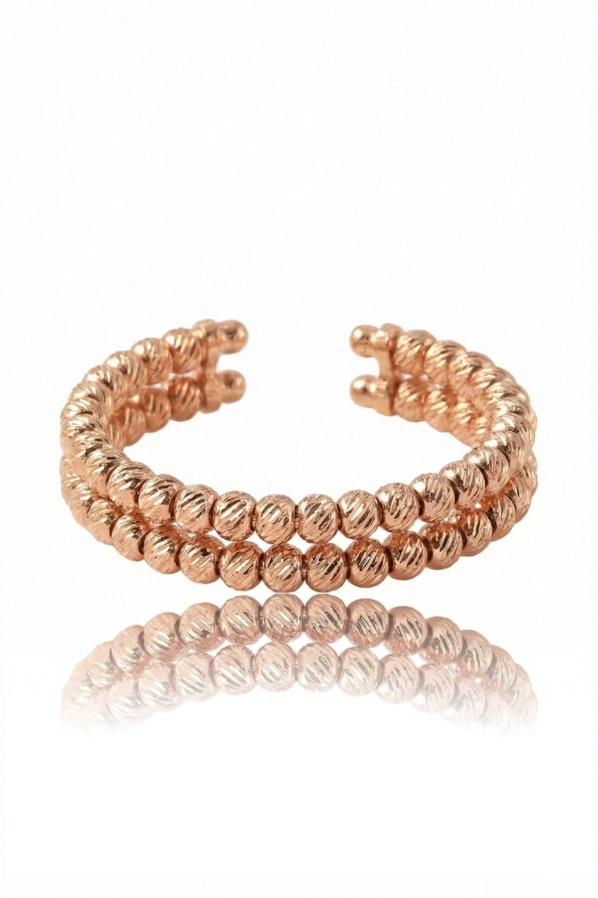 925 Ayar Gümüş Yüzük Rose Dorica (Dorissa) Alttan Ayarlamalı Çift Sıra Yüzük SGTL13223ROSE