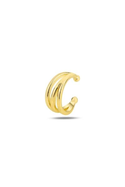 Gümüş altın yaldızlı sade ear cuff kıkırdak küpe SGTL11958GOLD