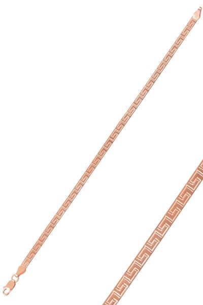 Gümüş desenli çif taraflı italyan yassı bileklik SGTL9837ROSE