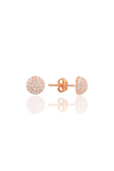 Gümüş rose zirkon taşlı yarım top küpe SGTL10821ROSE