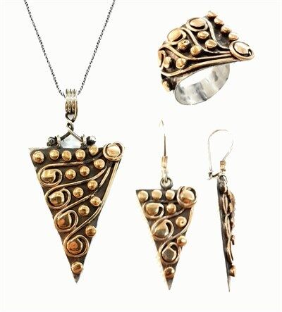 Özel tasarım kolye ucu kupe ve yuzuk seti set8307