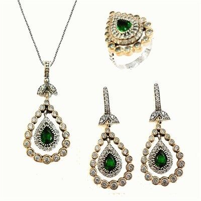 Özel tasarım kolye ucu kupe ve yuzuk seti set8306