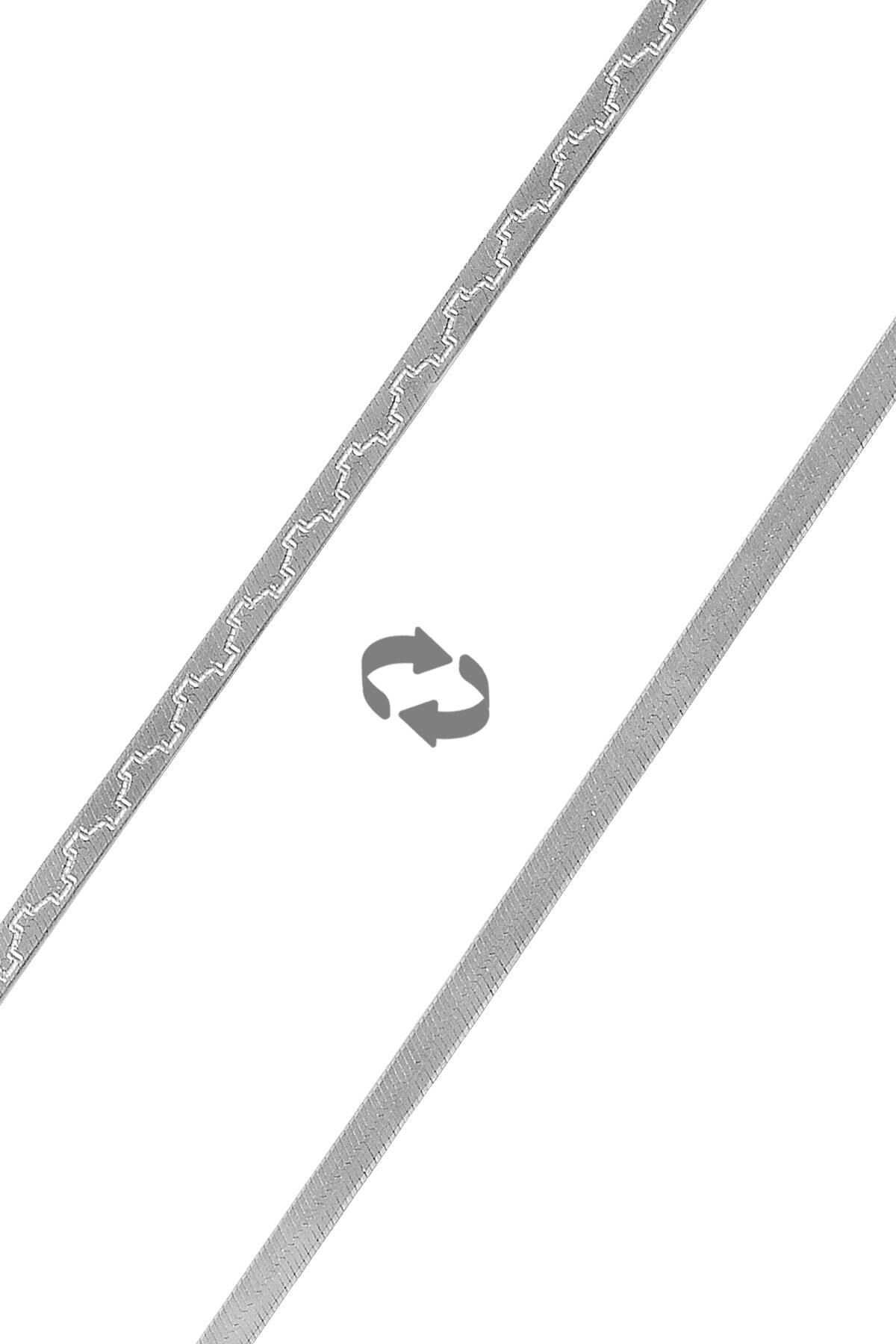 Gümüş desenli çif taraflı italyan yassı bileklik SGTL9838RODAJ