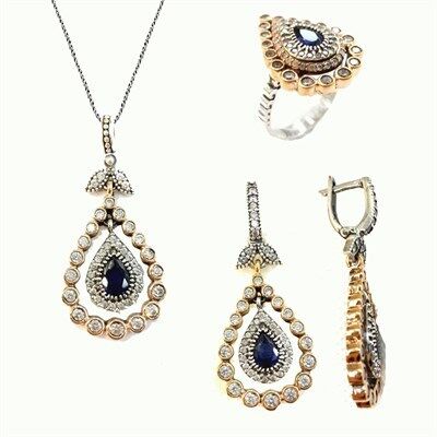 Özel tasarım kolye ucu kupe ve yuzuk seti set8305