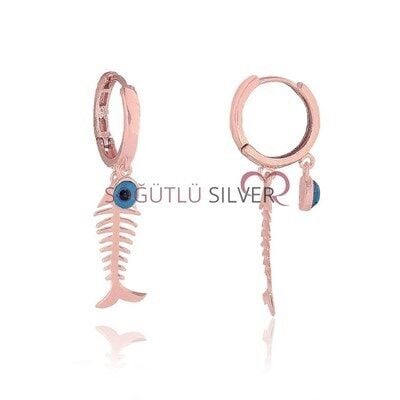 balık kılçığı ve nazar boncuğu küpe SGTL3744